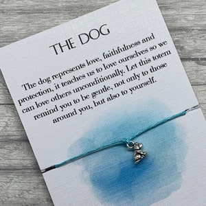 Regalo per cani, braccialetto dei desideri per cani, regalo animale spirituale per cani, ciondolo per cani, braccialetto per cani, totem per cani, regalo per il migliore amico
