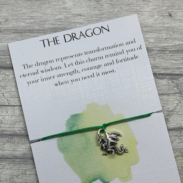 Dragon Gift, Dragon Wish Bracelet, Dragon Spirit Animal Gift, Dragon Charm, Dragon Bracelet, Dragon totem