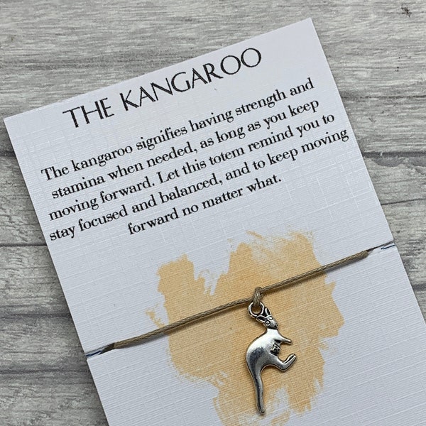 Kangaroo Gift, Kangaroo Wish Bracelet, Kangaroo Spirit Animal Gift, Kangaroo Charm, Kangaroo Bracelet, kangaroo totem, best friend gift