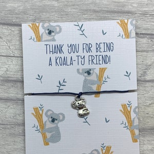 Koala Geschenk, Koala Wunsch Armband, Koala beste Freundin Geschenk, Koala Anhänger, Koala Armband, Geschenk für sie, beste Freundin Karte, Dankeskarte,