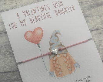 Daughter charm bracelet,  gift for her, personalised gift for daughter, gonk gift, gonk card, gonk valentine