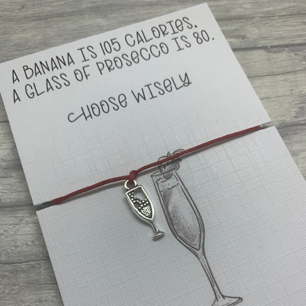 Prosecco charm bracelet, prosecco card for her, prosecco gift for her, mothers day gift