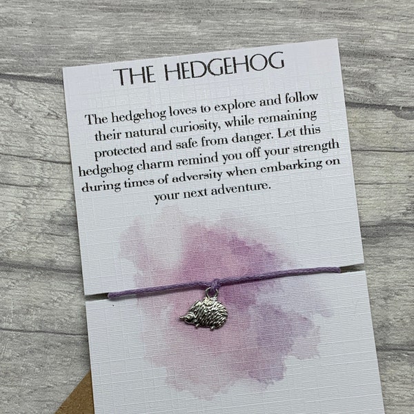 Hedgehog Gift, Hedgehog Wish Bracelet, Hedgehog Spirit Animal Gift, Hedgehog Charm, Hedgehog Bracelet, Hedgehog wildlife gift