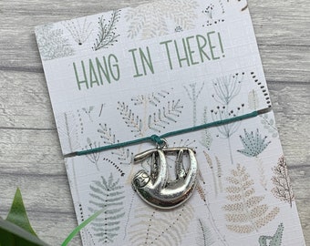 Sloth Charm Bracelet:  Silver, Hang In There Gift
