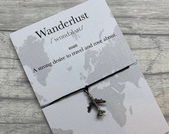 Wanderlust gift, Travel gift, travel friendship bracelet, wanderlust bracelet, going away gift.