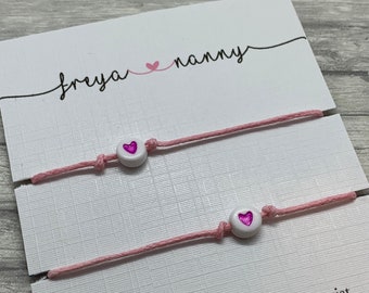 Nanny grandaughter matching bracelets, grandma bracelet, granddaughter gift, gift for nana, personalised nanny gift, gift from little girl