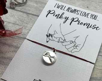 Pinky promise wish bracelet, pinky promise gift, pinky promise card, pinky swear charm, pinky promise