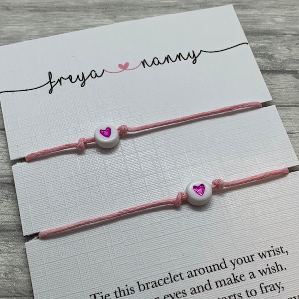 Nanny grandaughter matching bracelets, grandma bracelet, granddaughter gift, gift for nana, personalised nanny gift, gift from little girl