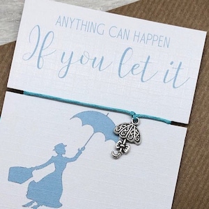Regalo de Mary Poppins, regalo para mejor amiga, regalo considerado, inspirador, regalo con cita de Disney, dije de paraguas, cita de Mary Poppins