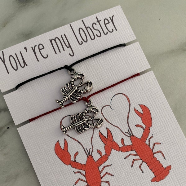 Lobster gift, you're my lobster, you're my lobster card, friends gift, friends quote card, friends quote gift, matching bracelets