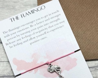 Flamingo Gift Wish Bracelet Gift Bracelet Inspirational Gift Spirit Animal Gift Flamingo Charm Flamingo Bracelet