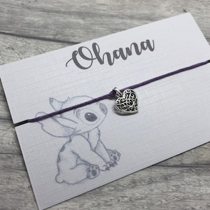 Pulsera de la amistad Ohana de Lilo y Stitch Pulsera Ohana Wish