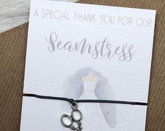 Wedding seamstress gift, wedding dress maker gift ideas, seamstress gift, thank you wedding card, thank you gift seamstress