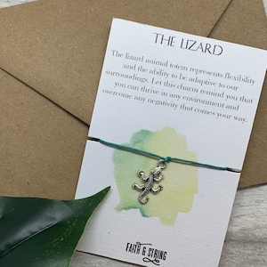 Lizard Gift Wish Bracelet Gift Bracelet Inspirational Gift Spirit Animal Gift Lizard Charm Lizard Bracelet