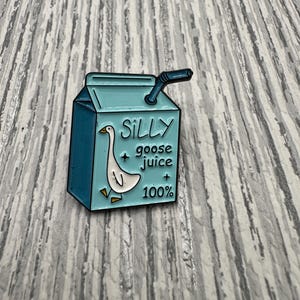 Silly Goose Juice Enamel Pin – Funny Goose Lapel – Cute Animal Gift for Friends