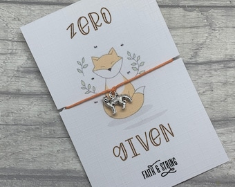 Fox Wish Bracelet, Zero fox given, novelty fox card, zero fox given card.