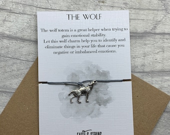 Wolf Charm Wish Bracelet: Spirit Animal Totem Gift