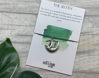 Sloth Wish Bracelet: Spirit Animal Charm, Inspirational Gift