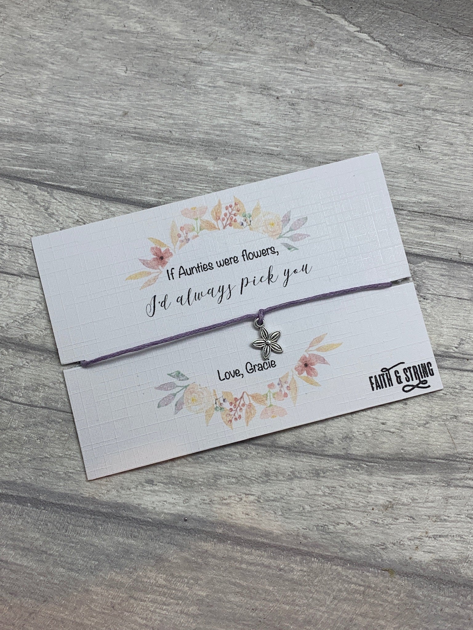 Personalised Auntie gift, aunties were flowers, Auntie friendship bracelet, gift for Aunt, gift for her, Auntie birthday gift