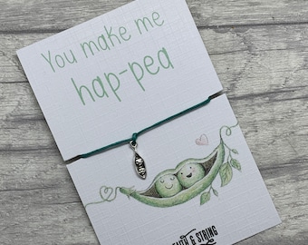 You make me happy gift, hap-pea card, gift for girlfriend, happy gift for boyfriend, christmas stocking filler girlfriend, birthday bestie