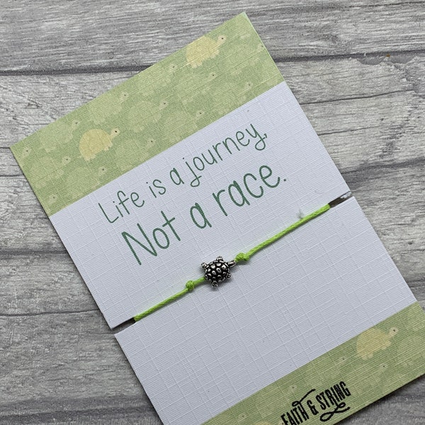 Tortoise Gift, Wish Bracelet, Tortoise Bracelet, Inspirational Gift, Journey not a race gift, Tortoise Pendant, Pet Tortoise gift