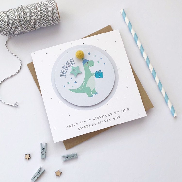Personalised Dinosaur Card - First Birthday Son, Grandson, Nephew Card