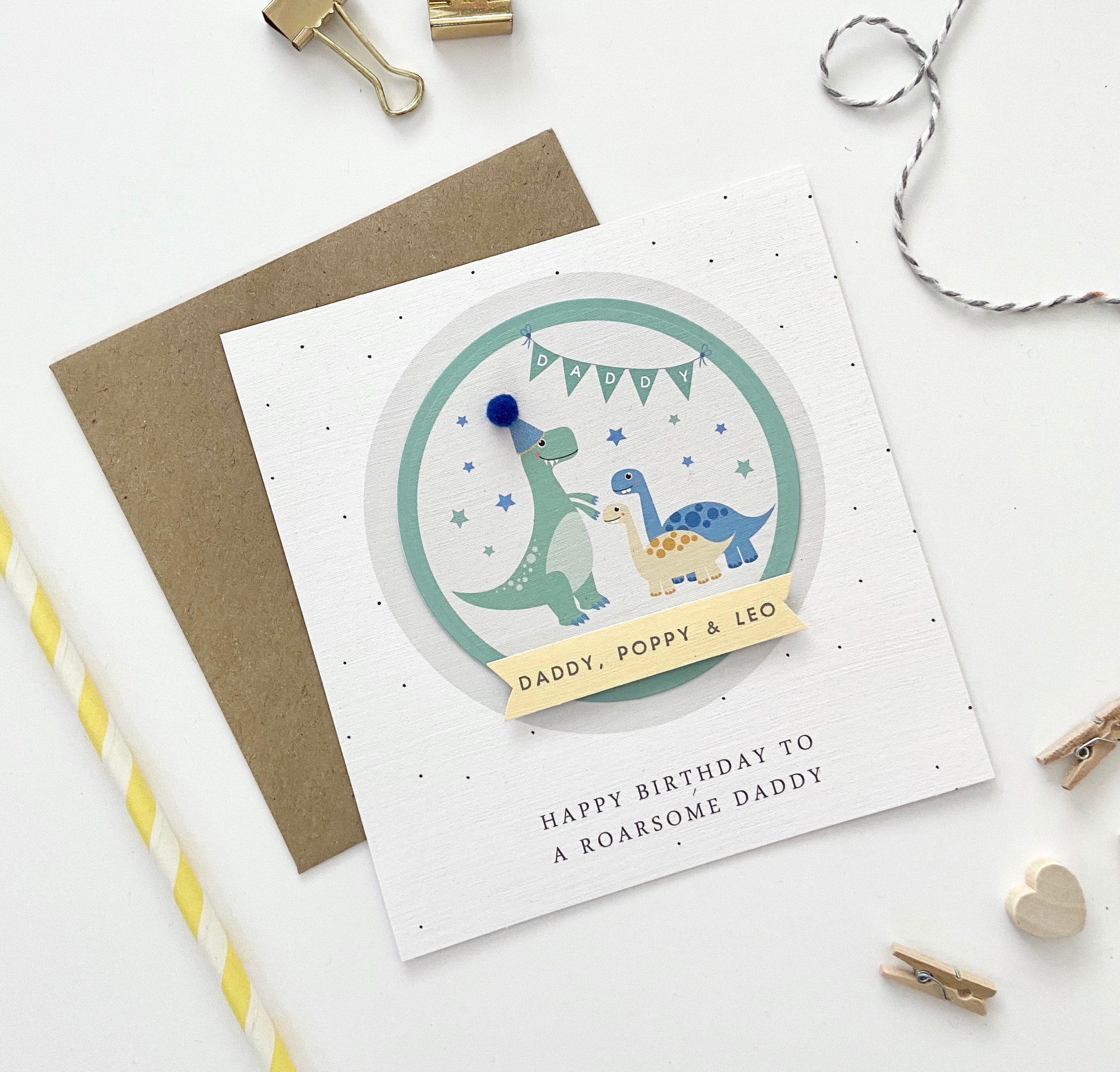 Personalised Daddy Dinosaur Birthday Card - From your little Boy - Fr…