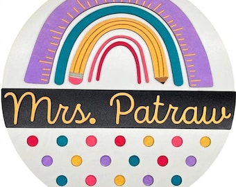 Letrero personalizado de arcoíris para la puerta del aula / Decoración personalizada para el aula