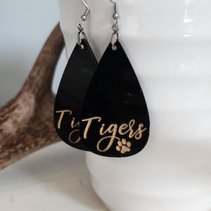 Black and Gold Tiger Earrings