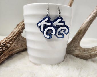 KC Royal Blue Glitter Acrylic Earrings | Kansas City Game Day Dangle Earrings | Lightweight Baseball Fan Jewelry | Spirit Wear Gift for Her