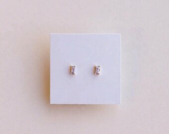 Lavender Baguette Stud Earrings | Dainty Purple Spring Jewelry