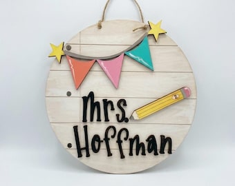 Personalized Teacher Appreciation Week Door Hanger – Notebook Paper Design