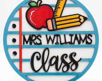 Letrero personalizado de agradecimiento para maestros cortado con láser - Decoración para la puerta del aula, regalo para maestros de regreso a clases