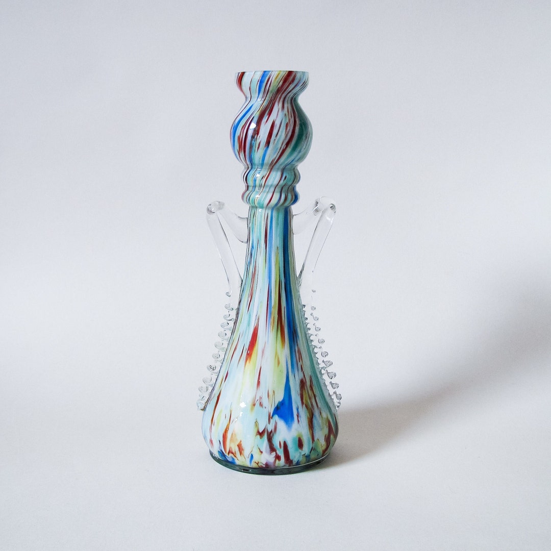 Antique Spatter Glass Trophy Vase, Franz Welz, Bohemian Czech Glass, C ...
