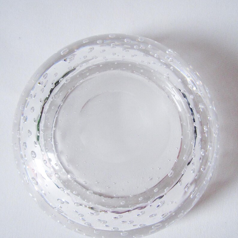 Whitefriars glass bowl pattern 9099 clear glass controlled bubble design circa 1960s