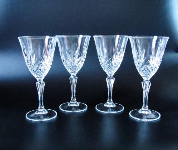1920s Set of 4 Antique French Glass Wine Glasses