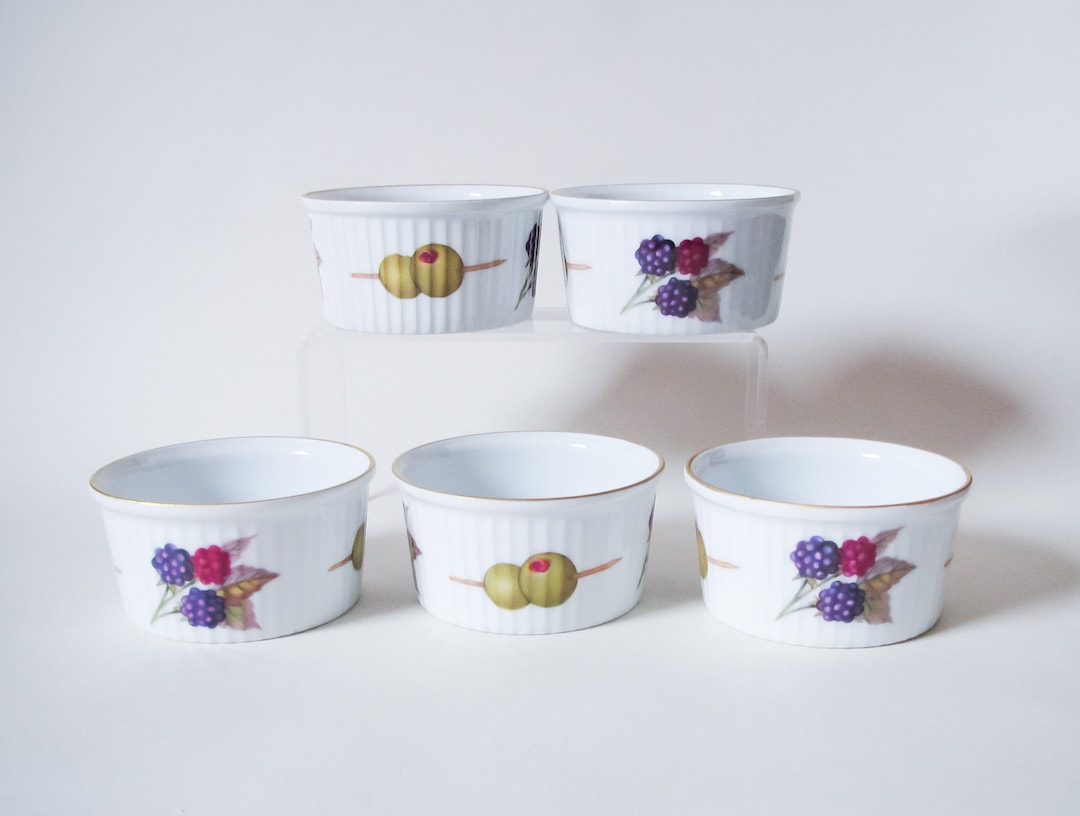 Set of 5 Evesham Pattern Ramekin Dishes Royal Worcester Etsy