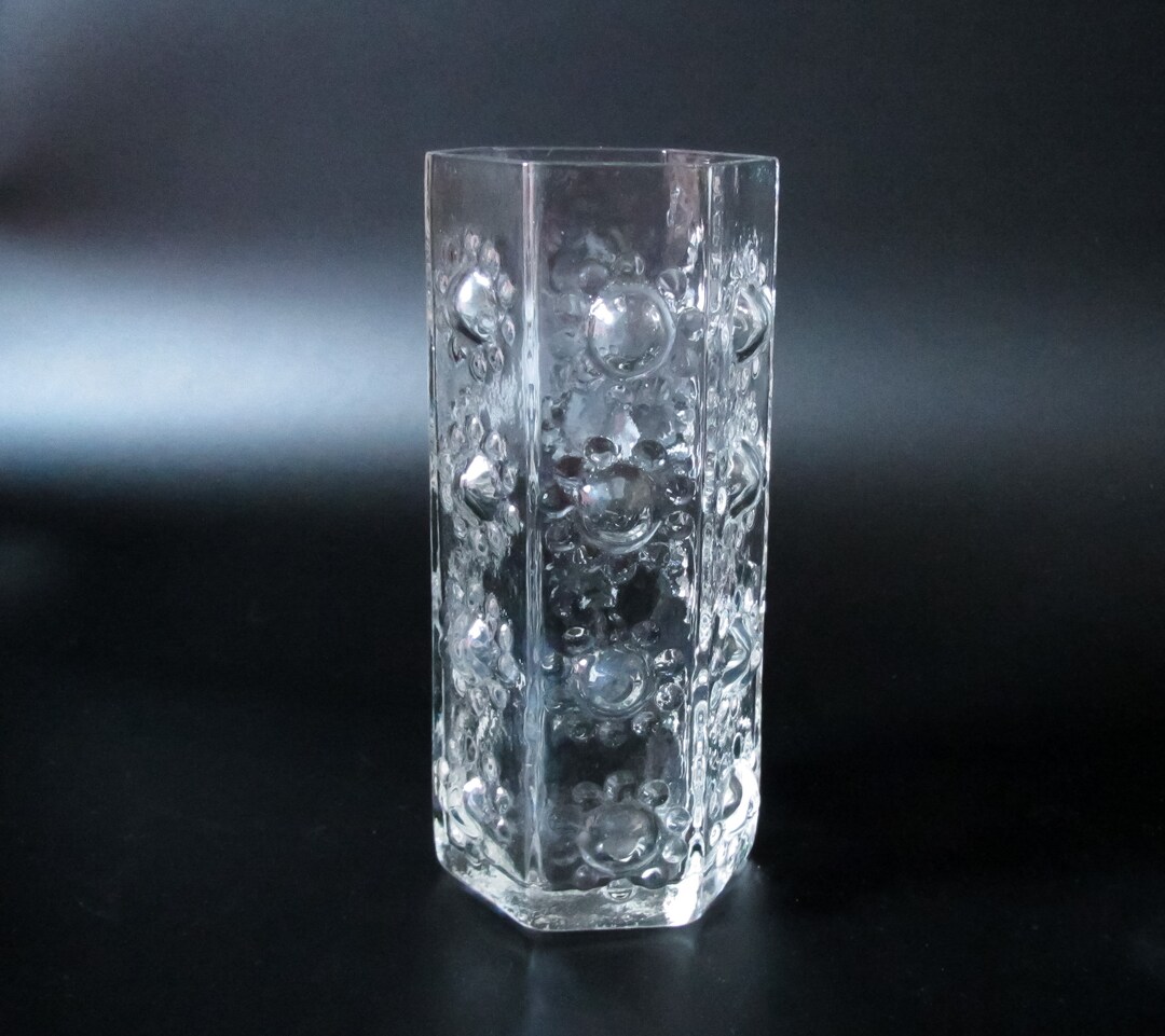 Vintage Dartington Glass Vase, Designed by Frank Thrower, Hexagonal Shape, Home Decor