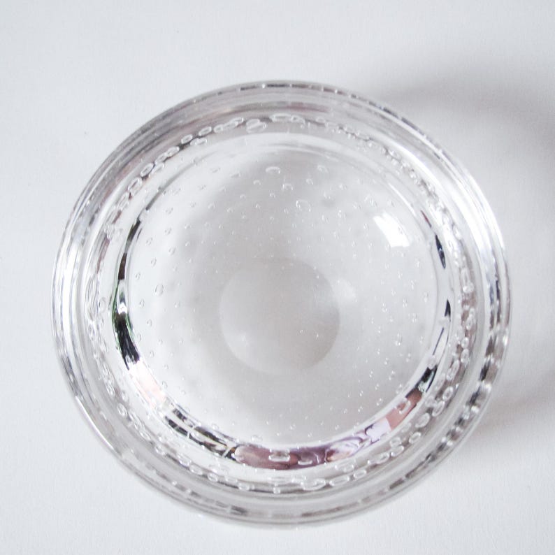 Whitefriars glass bowl pattern 9099 clear glass controlled bubble design circa 1960s