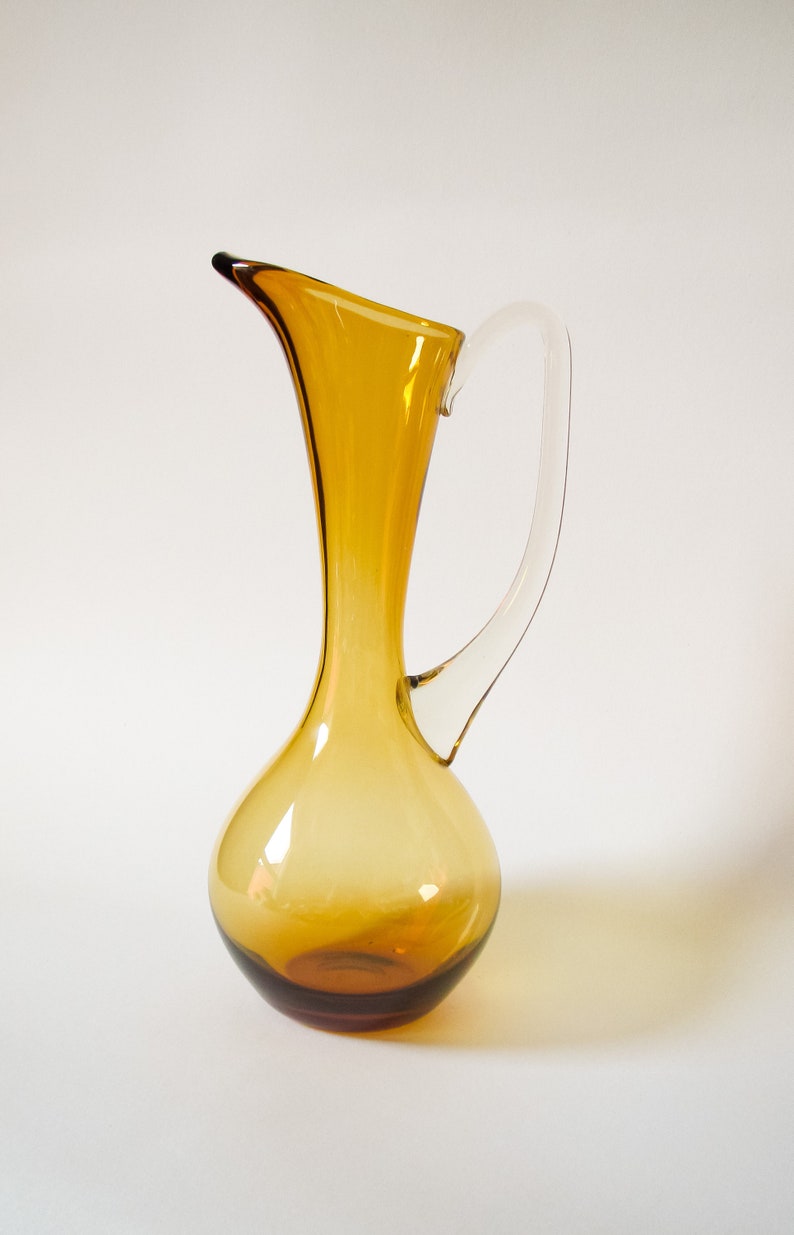 Krosno Glass Pitcher c.1960's Made in Poland Etsy