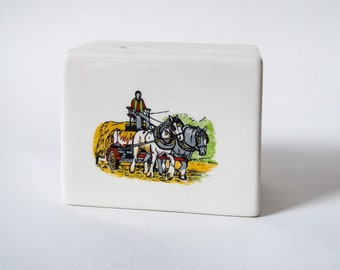 Vintage Pottery Money Box, Ceramic piggy bank, Holiday Souvenir c.1970's