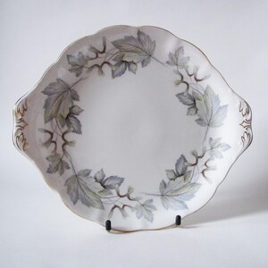 Royal Albert Cake Plate, Silver Maple Serving Plate, Vintage Bone China Tableware