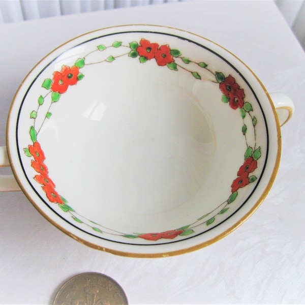 Vintage Royal Doulton Sugar Bowl, Hand Painted Poppy Pattern H3144, Vintage China Tableware c.1926