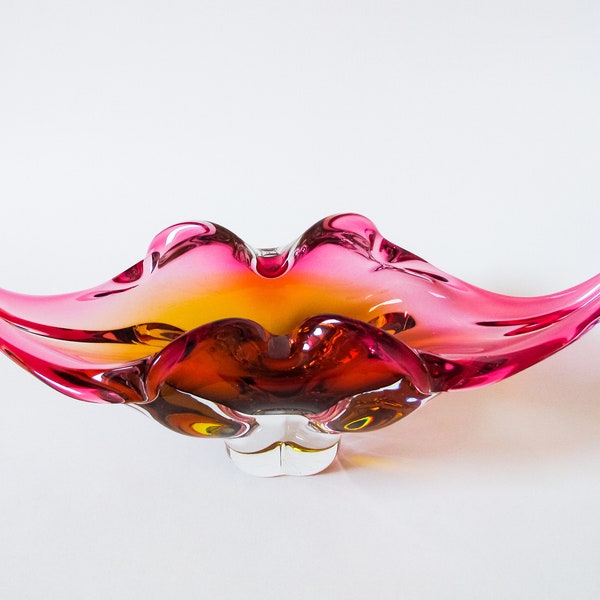 Beautiful Chribska Art  Glass Freeform Bowl, 296/5/30, Czech Art Glass, Collectable Glass, Josef Hospodka, Mid Century