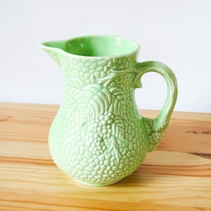 Vintage Wade Green Jug, Blackberry Textured Raised Pattern, Majolica Style, c.1940's