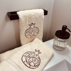 Customizable Armenian Elegance: Pomegranate Design Hand Towel Set gift, home warming gift. bridal shower git