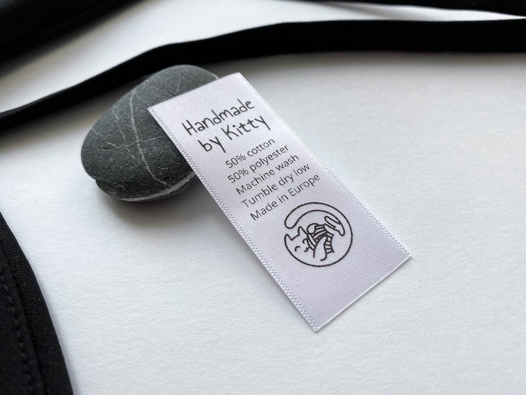 50 Custom Satin Clothing Labels, White Organic Labels, Apparel Labels