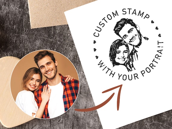 Custom Family Portrait Rubber Stamp 5 Ink Color Ink-self or Handle