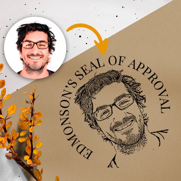Customized self-inking portrait stamp from photo - 5 ink color - Ink-self or handle stamp