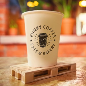 Custom rubber stamp for coffee cup - 5 ink color - Ink-self or handle stamp